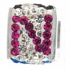 Personality jewelry collection Red+Blue+White Crystal Inital "N" Cube Bead
