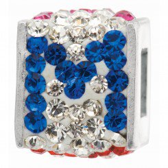 Personality jewelry collection Red+Blue+White Crystal Inital "M" Cube Bead