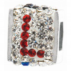 Personality jewelry collection Red+Blue+White Crystal Inital "L" Cube Bead