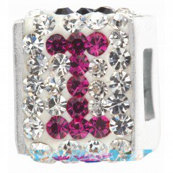 Personality jewelry collection Red+Blue+White Crystal Inital "I" Cube Bead