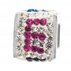 Personality jewelry collection Red+Blue+White Crystal Inital "E" Cube Bead