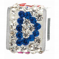 Personality jewelry collection Red+Blue+White Crystal Inital "D" Cube Bead