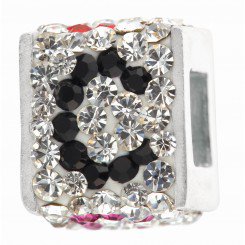 Personality jewelry collection Red+Blue+White Crystal Inital "C" Cube Bead
