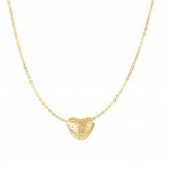 Stil Novo 14kt Yellow Gold Textured Small Puffed Heart Pendant On Fancy Oval Link Necklace