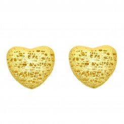 Stil Novo 14K Yellow Gold tube heart shaped stud earrings
