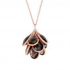 Phillip Gavriel Silver Rose Finish Tear Drop 9-Smokey Quartz Cluster Pendant on Rose Cable Chain