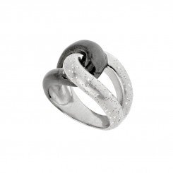 Stardust Silver Rhodium Finish Dust Black Enamel Loop Ring