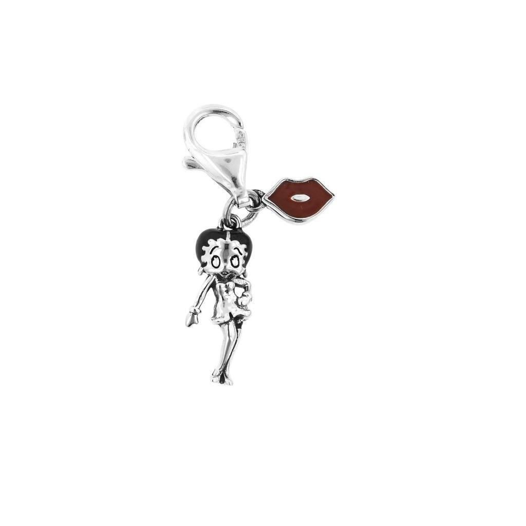 Personality Jewelry Collection Silver&Red Enamel "Betty Boop" Sexy Lady Charm Sterling Silver