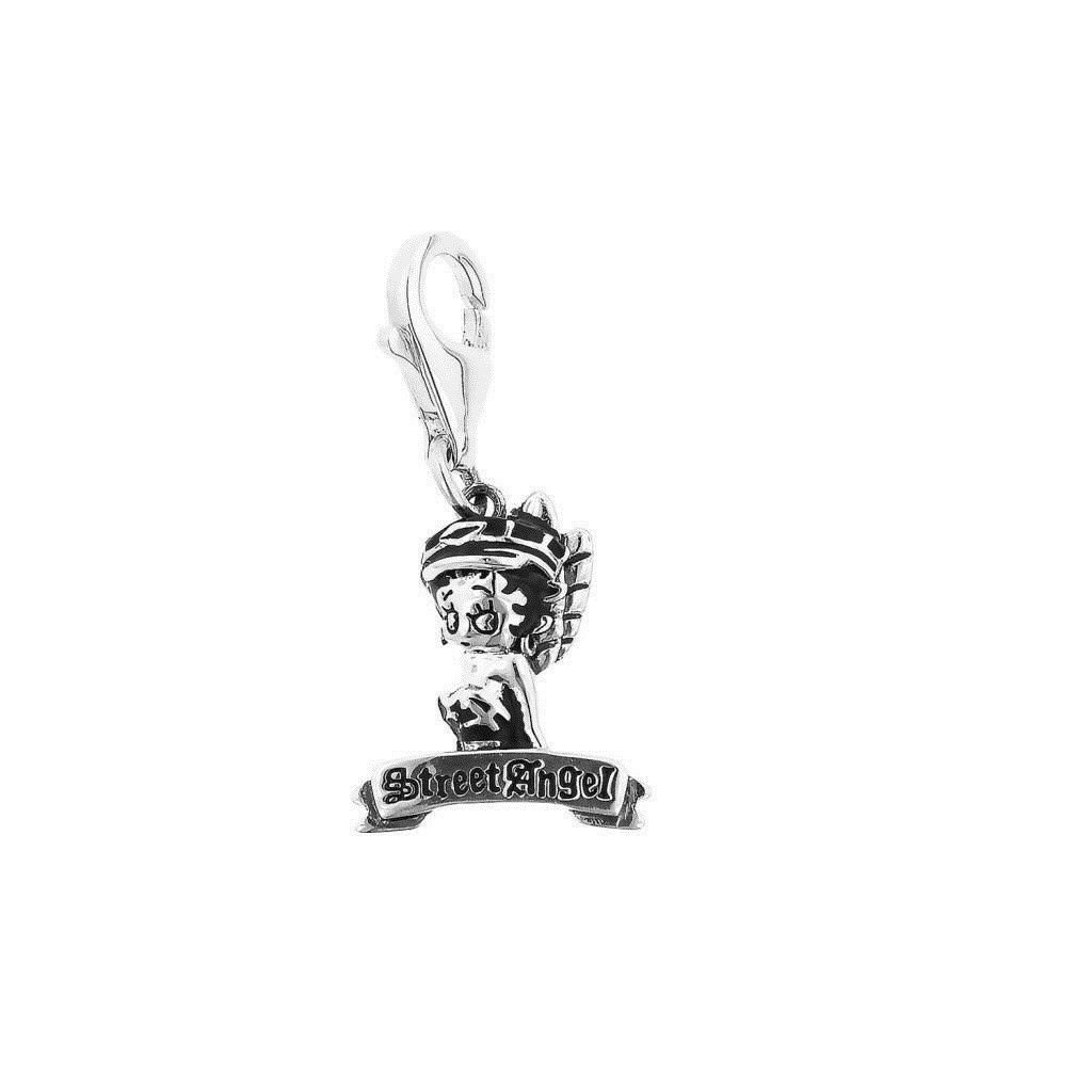 Personality Jewelry Collection Silver Enamel "Betty Boop" Street Angel Charm Sterling Silver