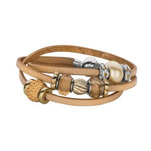 Personality jewelry collection Tan Italian Leather Wrap-Around Bracelet with magnetic screw off lock