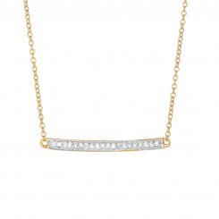 14k Yellow Gold Shiny Bar Necklace with 0.12ct.Diamond & Lobster Clasp