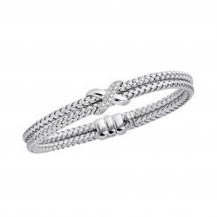 14K White Gold Double Basket Weaved Bangle with 0.18ct Whit e Diamond