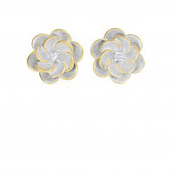 Two Tone Fancy Flower Post Earring