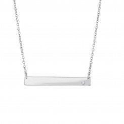 Silver Rhodium Finish Shiny bar with CZ On Cable Necklace