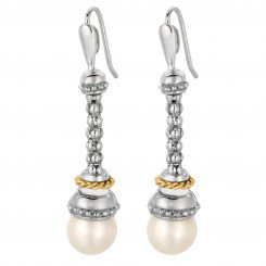 Phillip Gavriel Jewlery 18kt Yellow Gold+Sterling Silver White Pearl Drop Popcorn Earring