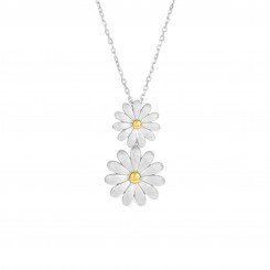 Silver with Rhodium & Yellow Finish matt & Shiny Two Tone Graduated 2 Flower Fancy Pendant