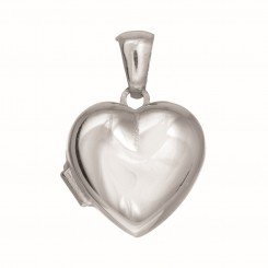 Silver Locket with Rhodium Finish 15mm Shiny Heart