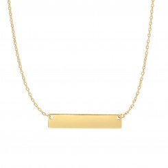 14k Yellow Gold Horizontal Square Tube Bar On Oval Link Necklace with Spring Ring Clasp