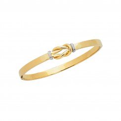 14K Yellow & White Gold 4.75mm Shiny Loop Top knot Fancy Bangle with Clasp