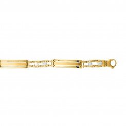 14K Yellow & White Gold Shiny Two Tone Men's Fancy Bracelet with Lobster Clasp