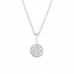 14kt White Gold and .10ct of Diamonds Shiny small Round on cable link chain.