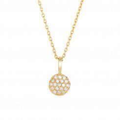 14kt Yellow Gold and .10ct of Diamonds Shiny small Round on cable link chain.