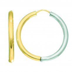 14kt Yellow & White Gold 2.5x20mm All Shiny Two Tone Round Hoop Earring
