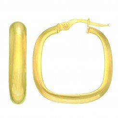 14kt Yellow Gold 4.8x22.3mm Shiny Domed Square Type Hoop Earring