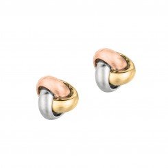 14kt tri color Yellow, White & Rose Gold Shiny One Row Love Knot Post Earring
