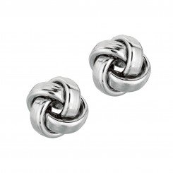 14kt White Gold Shiny One Row Square Tube Love Knot Earring