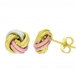 14KT TRI-COLOR Textured & SHINY LOVE KNOT EARRINGS