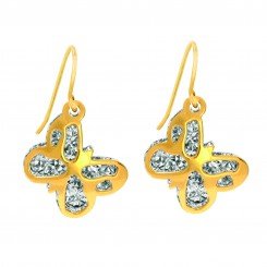 14K Yellow & White Gold Shiny Diamond Cut Two Tone Butterfly Drop Earring