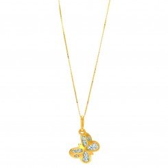 14k Yellow Gold Fancy Butterfly Penfant on 14k Yellow Gold Classic Box Chain