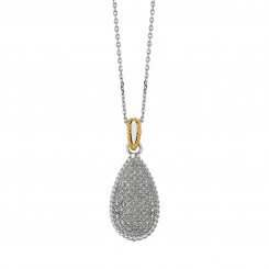 Royal duet Jewelry collection 14K Yellow Gold & Silver Teardrop Pendant 0.31ct Diamond on Necklace