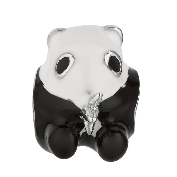 Personality beads jewelry collection BLACK & WHITE ENAMEL SILVER POLISH PANDA BEAD