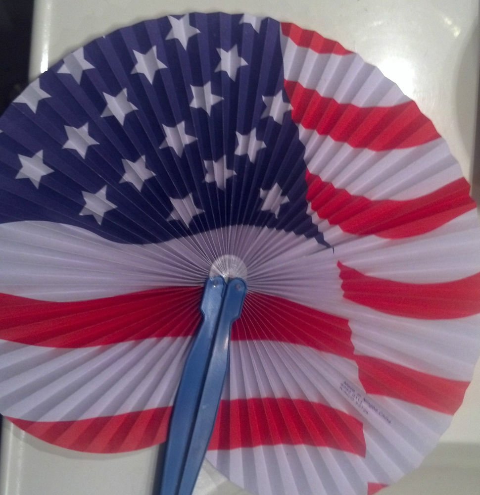 Paper Fans, Decorative, Hand Held, Patriotic American Flag design