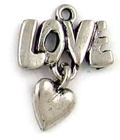 Love With Heart lead free pewter charm lot 25 pieces