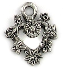 Flower Heart lead free pewter charm lot 25 pieces