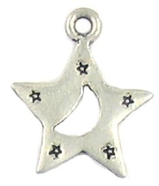 Star with Moon Lead free pewter charm lot 25 pieces