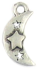 Moon with Star lead free pewter charm lot 25 pieces