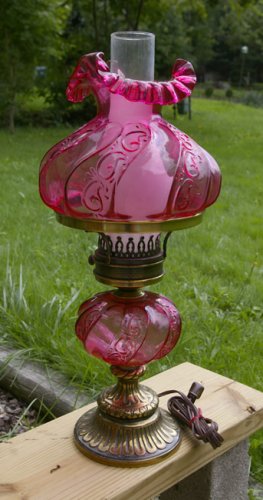 Cranberry Fenton Lamp