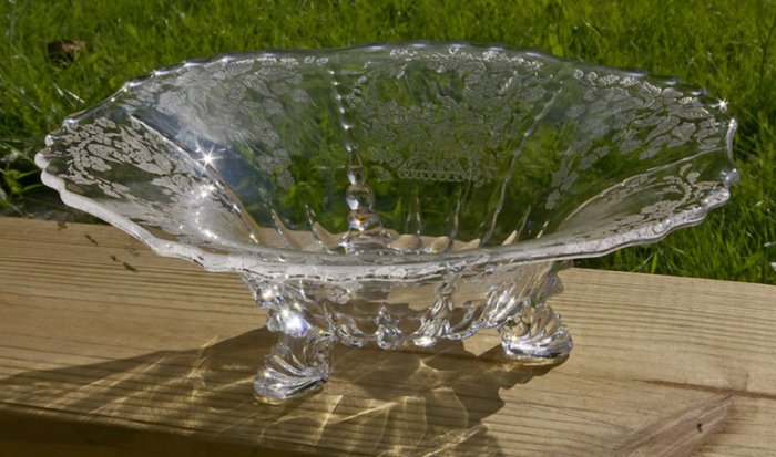 New Martinsville Crystal Etched Bowl
