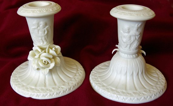 Jade Candle Holders with Angels