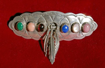 Sterling Silver Semi-Precious Stone Feather Barrette