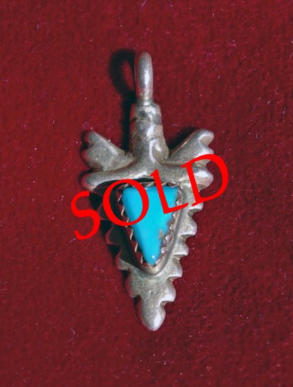 Arrowhead Silver and Turquoise Pendant