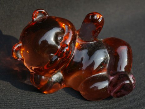 Cranberry Fenton Reclining Bear