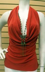 Halter Top with attached butterfly necklace XL