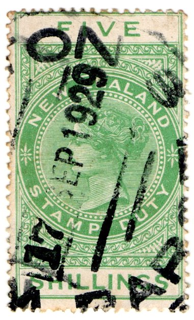 (I.B) New Zealand Revenue : Stamp Duty 5/- (Wellington Parcel Post)