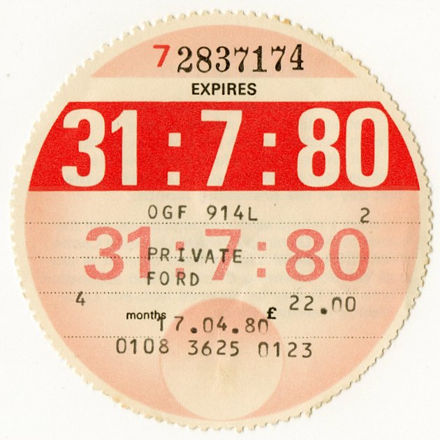 (I.B) GB Revenue : Car Tax Disc (Ford 1980)