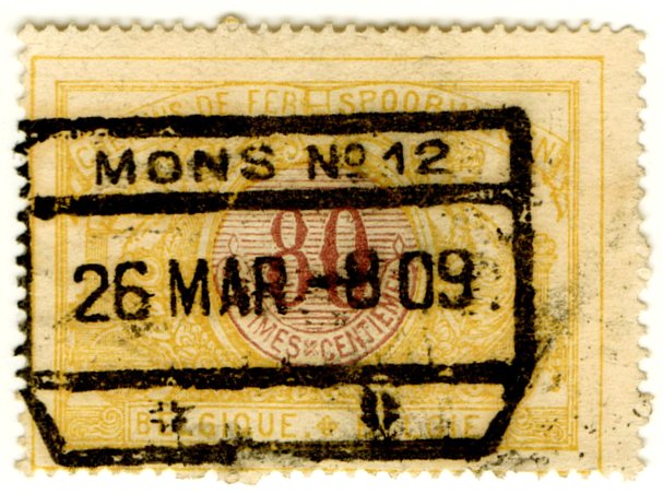 (I.B) Belgium Railways : Parcels 80c (Mons 1909)